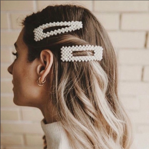 Accessories - One Oversized hair pearl clip bar snap trendy